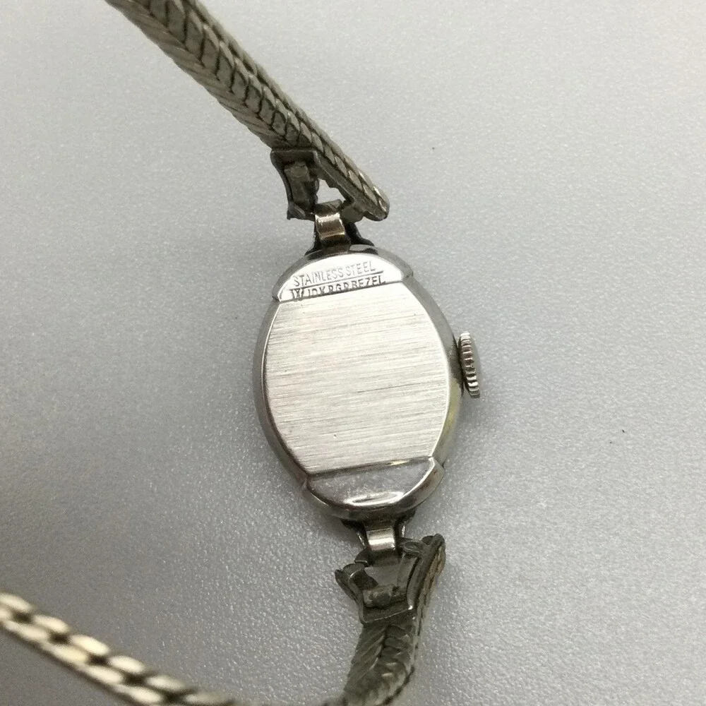 Vintage Elgin Womens Watch 14mm 10K RGP Bezel Silver Tone Manual Wind 6.5